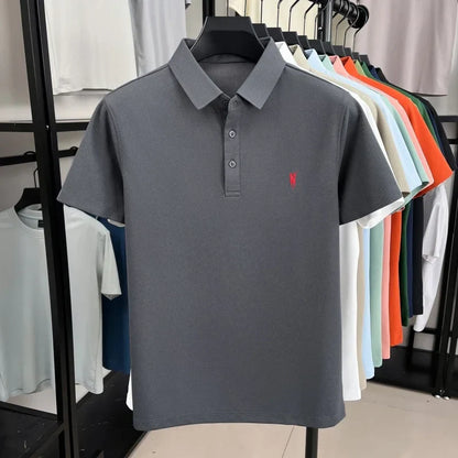 Luxury brand pony embroidery short sleeve polo shirt summer breathable solid color casual men T-shirt fashion high-end Paul top