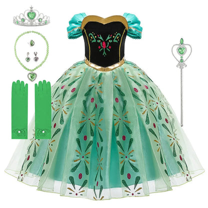 Children Anna Elsa Dress Girls Princess Cosplay Costume Kids Snow Queen Sequined Elegant Dress Girl Christmas Carnival Clothes