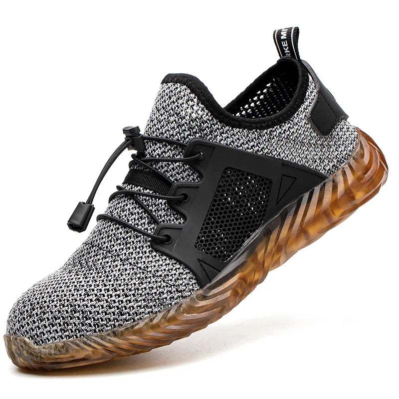 Men Steel Toe Safety Work Shoes Mesh Breathable Lightweight Comfortable Industrial Construction Shoes Puncture Proof Anti slip