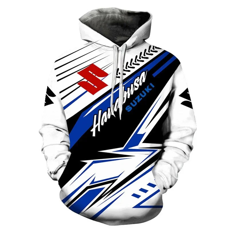 men's casual hoodie, 3D printed long-sleeved top for outdoor motorcycle and bicycle enthusiasts, autumn and winter