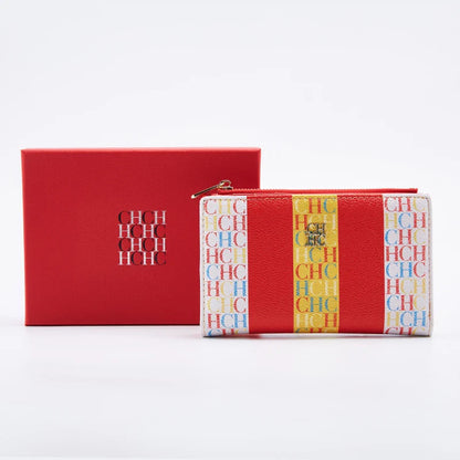 Women's Wallet CHCH Fashion Letter Cartoon Pattern Classic Retro Long Storage Wallet PVC Material Bag