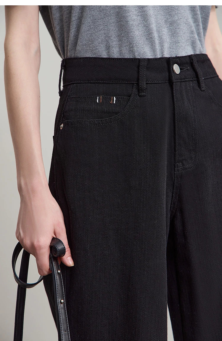 Minimalist 2025 Autumn New Arrival Pants Minimalism Retro Casual Office Lady Pure Cotton Jeans Women Denim Trouser 12543141