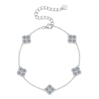 2025 New 925 Silver Flower Clover Bracelet Moissanite 3mm for Women 18k Gold Plated Fine Jewelry Certified Lab Diamond D-E