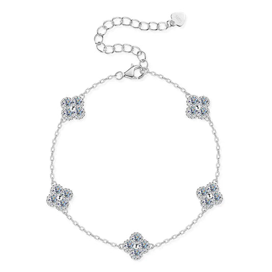 Nouveau bracelet fleur trèfle en argent 925 de 2025 avec Moissanite 3mm pour femmes, plaqué or 18 carats, bijoux fins, diamant de laboratoire certifié D-E