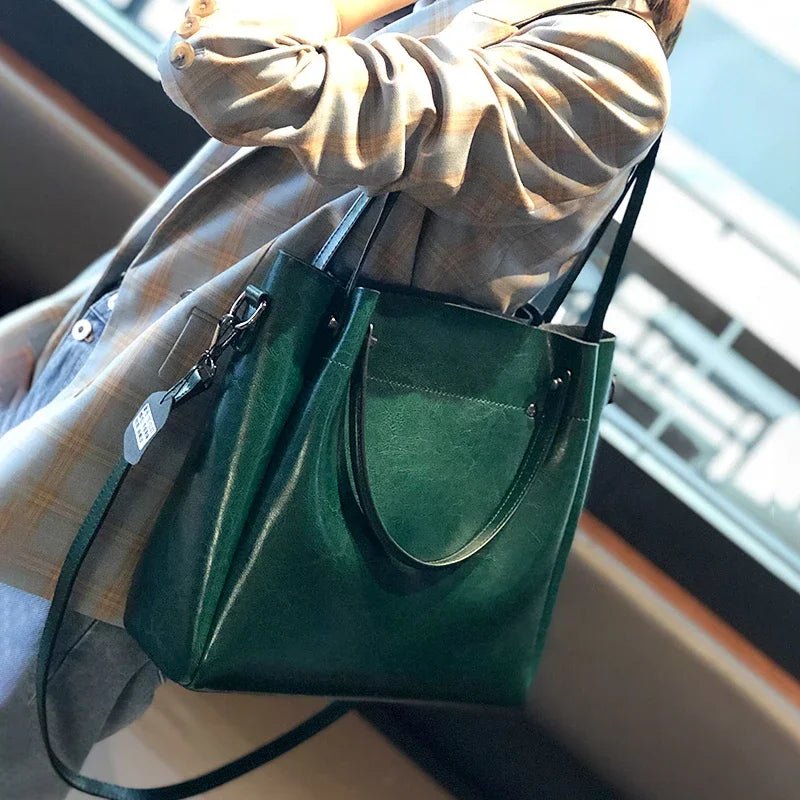 Women's Natural Cow Genuine Leather Handbags Female Natural Cowhide Crossbody Bag Ladies Multiple Large Capacity Shoulder Bags
