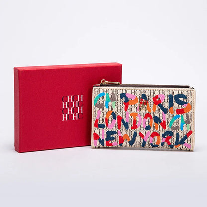 Women's Wallet CHCH Fashion Letter Cartoon Pattern Classic Retro Long Storage Wallet PVC Material Bag