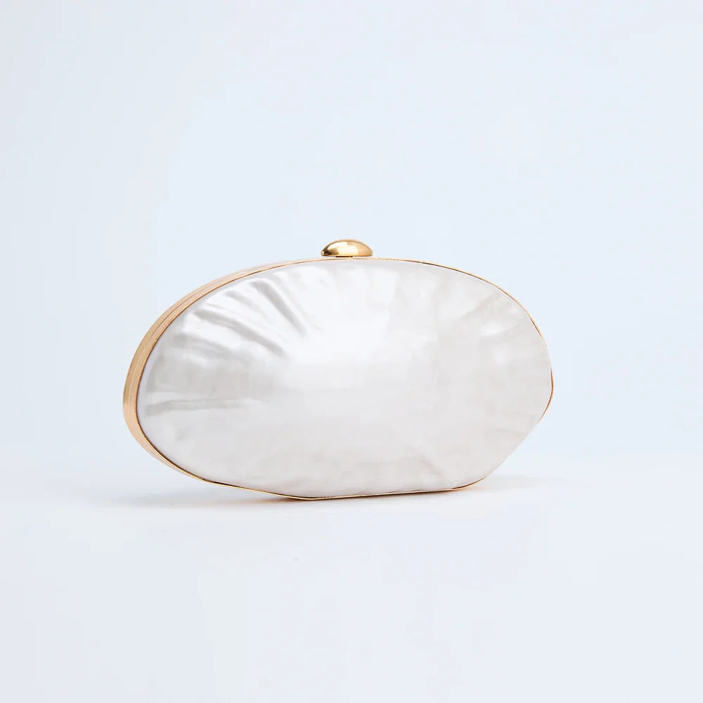 Shell Clutch Bag Acrylic pearl color frame purse women beach wedding evening party cute ivory handbag 2025 spring new