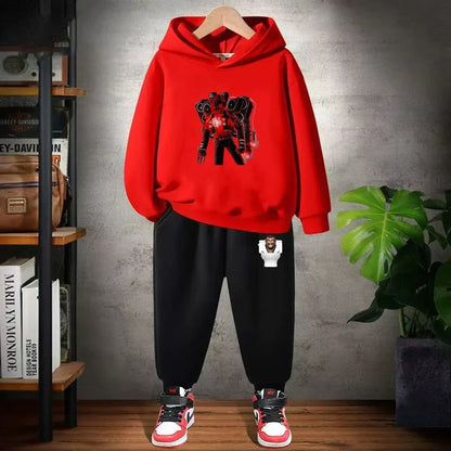 Skibidi Toilet Children's Autumn Winter Hoodie Black Pullover Boys Girls Toddler 2-12Yrs Top+Trousers Coat Casual Fashion Set