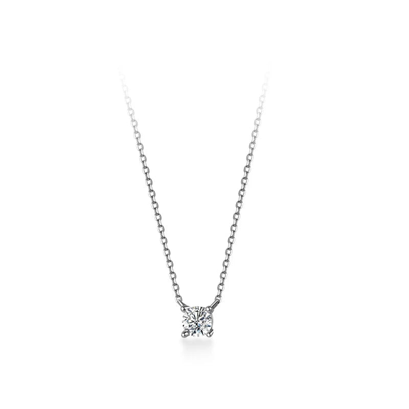 Modian Brands Simple 925 Sterling Silver Geometric Cut Sparkling Zircon Pendant Necklace for Women Wedding Engagement Jewelry