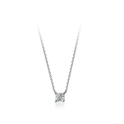Modian Brands Simple 925 Sterling Silver Geometric Cut Sparkling Zircon Pendant Necklace for Women Wedding Engagement Jewelry