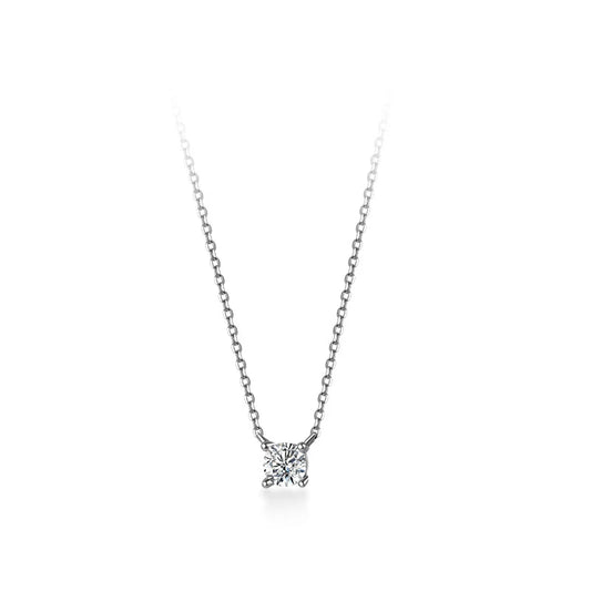 Modian Brands Simple 925 Sterling Silver Geometric Cut Sparkling Zircon Pendant Necklace for Women Wedding Engagement Jewelry