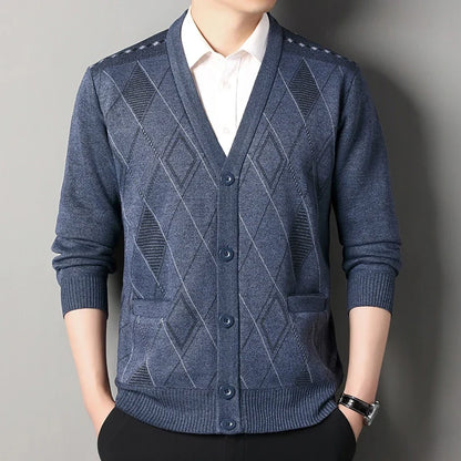 Vintage Men Knitted Sweaters Cadigan Men's Casual Fashion Button Up Cardigans Jackets Autumn Winter Jumper Coat