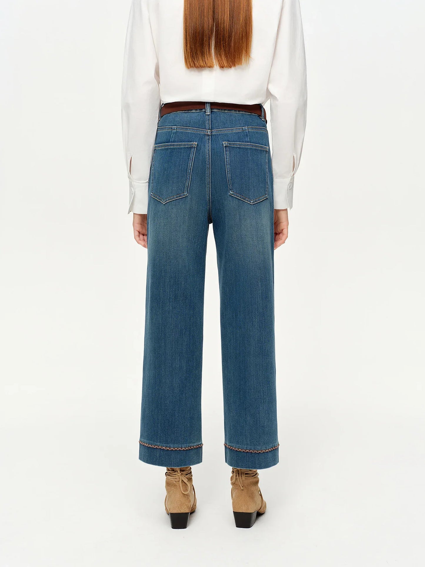 Double-length Jeans Women High-waisted Slim-fit Classic Straight Pants High Waist Elegant Office Lady Spring Trendy