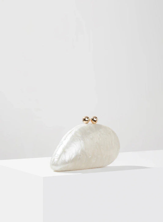 Shell Clutch Bag Acrylic egg clutch bag women wedding evening party cute ivory pearl color purse handbag summer new 2024