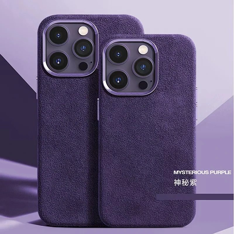 Premium Soft Suede Metal Camera Lens Protection Magnetic Phone Case for IPhone 16 15 14 Plus 13 12 Pro Max shockproof Back Cover