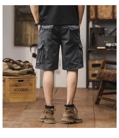 Men Summer New Multi Pocket Cargo Shorts Men Cotton Loose Breathable Fashion Trend Casual Versatile Five Points Pants Men Shorts