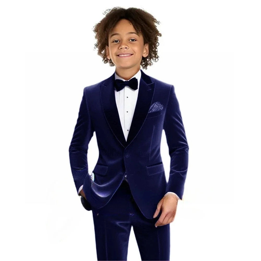 Multi-colors Boys Velvet Suit Set 2 Pieces Jacket Pants Autumn Kids Slim Fit Tuxedo For Photography Handsome Party Suits 2-20T