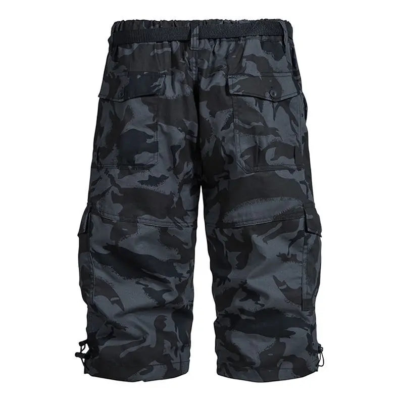 Men Summer Capri Pants Men Plus Size Multi Pocket Cargo Shorts Men Casual Outdoor Breathable Lightweight Daily Wear Street Style