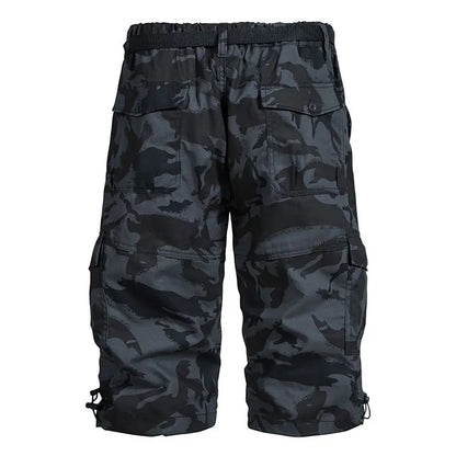 Men Summer Capri Pants Men Plus Size Multi Pocket Cargo Shorts Men Casual Outdoor Breathable Lightweight Daily Wear Street Style