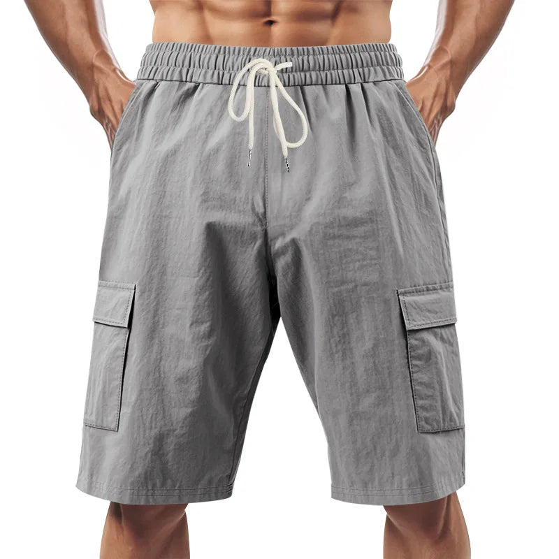 Casual Shorts Men Pants Men Sweatpants Joggers Fitness Clothing Multi-Pocket Work Shorts Relaxed-Fit Linen Pantaloncini Uomo