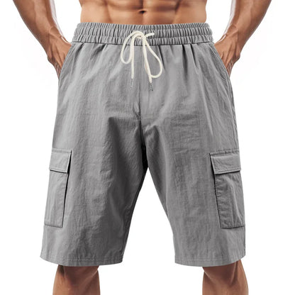 Casual Shorts Men Pants Men Sweatpants Joggers Fitness Clothing Multi-Pocket Work Shorts Relaxed-Fit Linen Pantaloncini Uomo