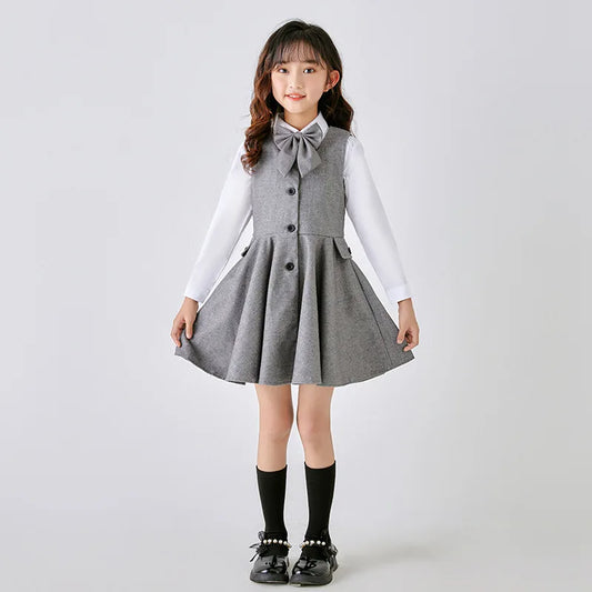 Kids School Uniforms Girls British Japanese Navy Jacket Suit Dress Boys Blazer Formal Outfits Chidren Student Clothes Class Sets