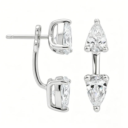 2 Stone Pear Cut Moissanite Stud Earrings for Women S925 Silver 2cttw All Lab Diamond Earring Pierced Ear Fine Jewelry Gift