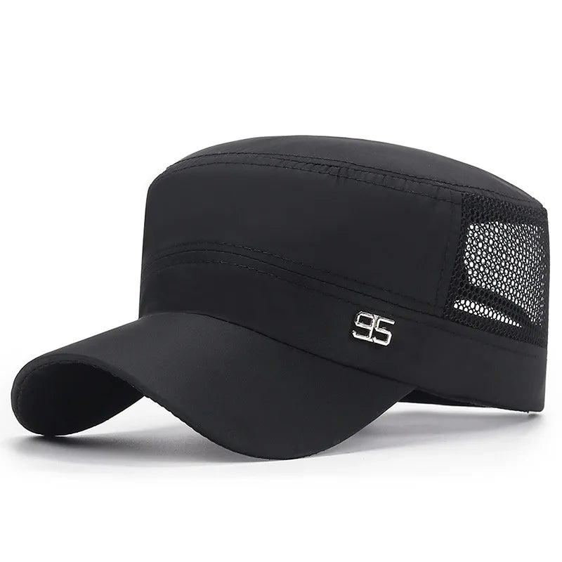 military cap flat top hat men's baseball hat spring summer men's outdoor sunshade mesh hat