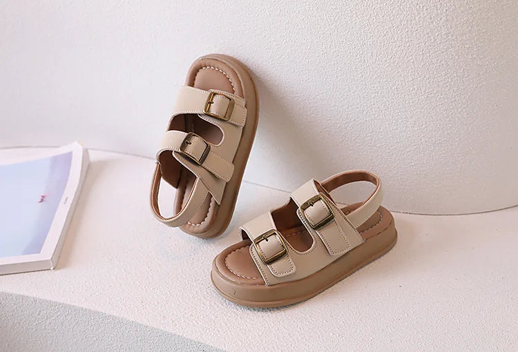 Kids Sandal 2024 New Summer Sandals for Boy Fashion Girls Thick Bottom Causal Sandals Children Beach Shoes Open-toe Hook Loop