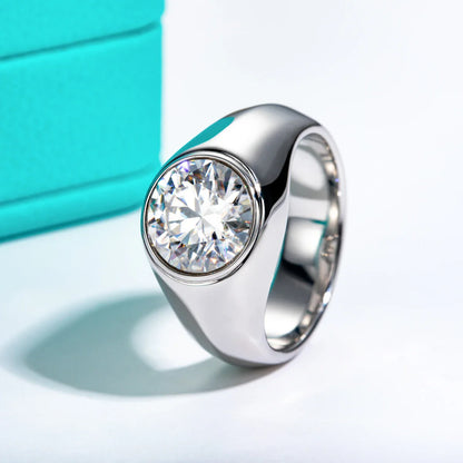 4ct D Color Moissanite Men Rings 18K Gold Plated  Silver Engagement Bezel Rings For Men Factory Jewelry Wholesale