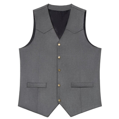 Men Vest Gold Suede Leather Gentleman Business Waistcoat Vintage Western Cowboy Regular Slim Business Banquet Men Suit Vest