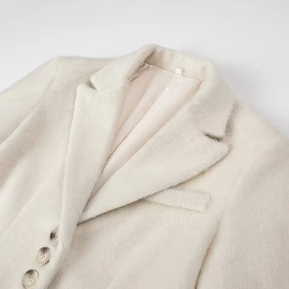 2026 Women Winter Blazer Coat Turn Down Collar Warm Coat Turn Down Collar Fashion Design Blazer Feminino Tops Clothes