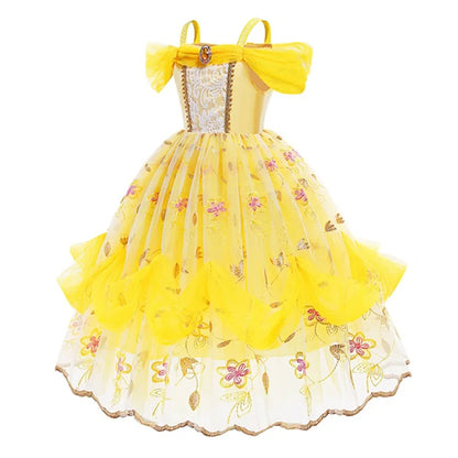 Kids Belle Costume Girl Halloween Princess Cosplay Party Dress Children Birthday Clothes Carnival Fancy Dress