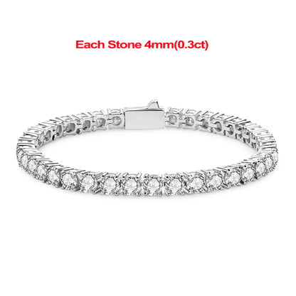 2-5mm Moissanite Tennis Bracelets for Women Men Lab Diamond S925 Silver Plated White Gold Bracelet Spring Clasp Wedding Jewelry