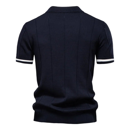 Men's Solid Color Sport Zipper Polo Shirt Athletic Social Polo Shirts for Men Office Slim Fit Polo