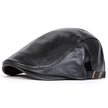Men Retro Pu Leather Newsboy Caps JAMONT labeling British Painters Hats Spring Autumn Side Adjustable Flat Cap Hip Hop Berets