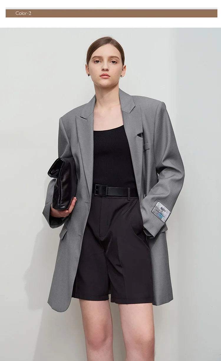 Minimalist Women's Jacket 2025 Autumn New Solid Color Commuter Loose Straight Women's Long Sleeve Top Long Blazer 12541154