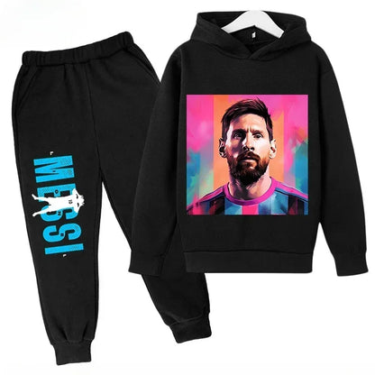 Messi Print Children's Set Sports Hoodie Pants Suit 2pcs Set Boys Girls Baby Kid Clothing Casual Fashion Autumn Winter sportsuit