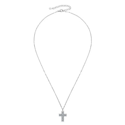 GRA Certified 3.5MM Moissanite Cross Pendant Necklaces for Women S925 Sterling Silver Clavicle Chains Fine Jewelry Gift