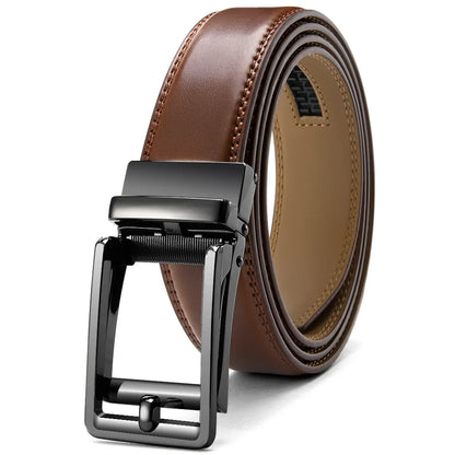 Mens Leather Belt  Automatic Genuine Leather Belts Leisure Fashion Ratchet Belts for Men Pants Waistband Ремень