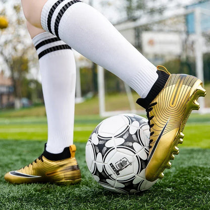 Men Soccer Shoes Ankle Outdoor Long Spikes Football Boots TF Professional Grass Cleats Unisex Football Shoes Chuteira Society