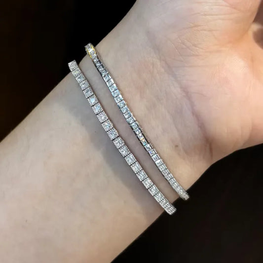 Bracelet Tennis Moissanite Taille Princesse 1,5 mm 2 mm Couleur D pour Femme Homme Argent 925 Test Diamant Réussi Bracelets à Maillons