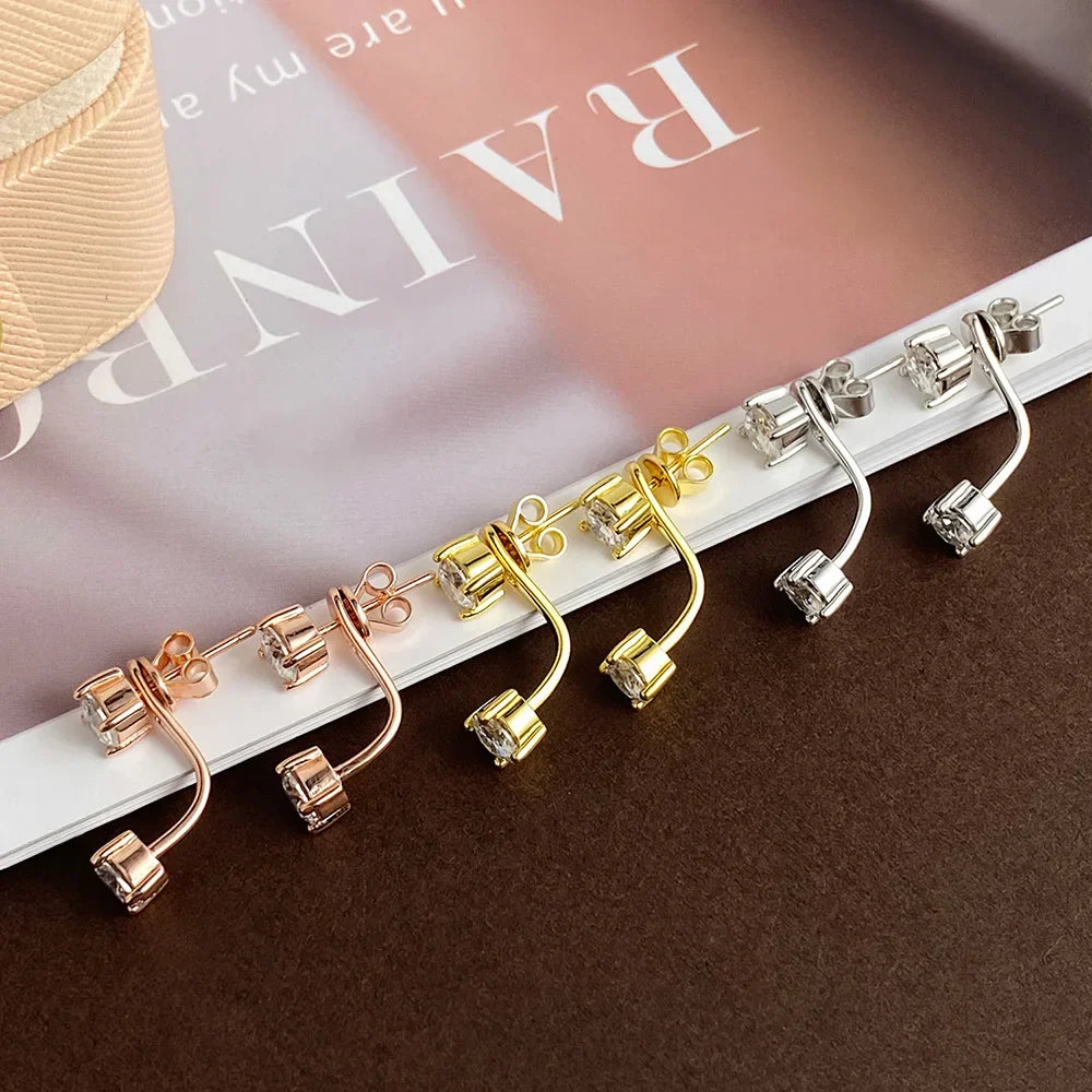 2 in 1 Full 5mm D Color Moissanite Stud Earrings for Women S925 Silver 2cttw All Diamond Earring Pierced Ear Fine Jewelry