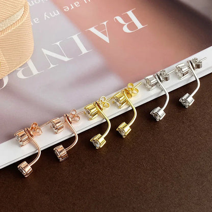2 in 1 Full 5mm D Color Moissanite Stud Earrings for Women S925 Silver 2cttw All Diamond Earring Pierced Ear Fine Jewelry