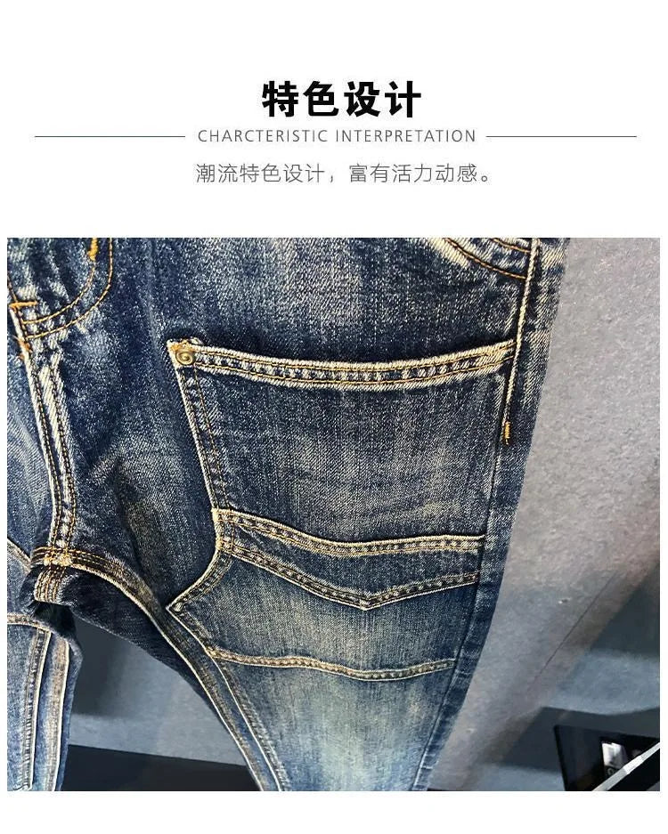 Autumn and Spring Fashion Trend American Vintage Straight Leg Denim Pants for Men Casual Loose Comfortable High Quality Pants
