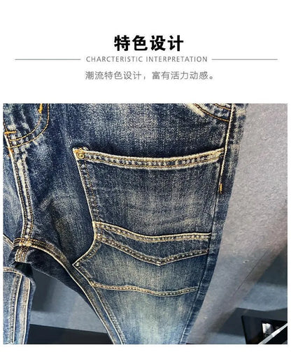 Autumn and Spring Fashion Trend American Vintage Straight Leg Denim Pants for Men Casual Loose Comfortable High Quality Pants