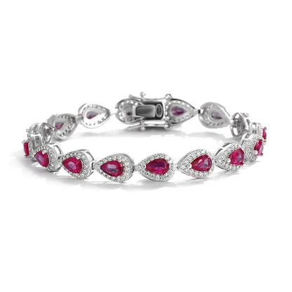 2023 New In Real S925 Sterling Silver Full Ruby Link Bracelet for Women Lab Grown Gemstones Bracelets Party Fine Jewelry