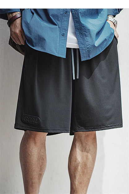 Men's American Workwear Mesh Ice Cool Breathable Short Thin Loose Outdoor Sports Fitness Casual Summer Training Bottoms