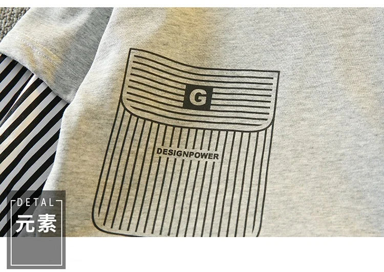 Spring Autumn Girls Boys Striped Patchwork Workout Sweatshirt+Sweatpant Set School Kid 2PCS Tracksuit Child Jogger Outfit 3-14Yr