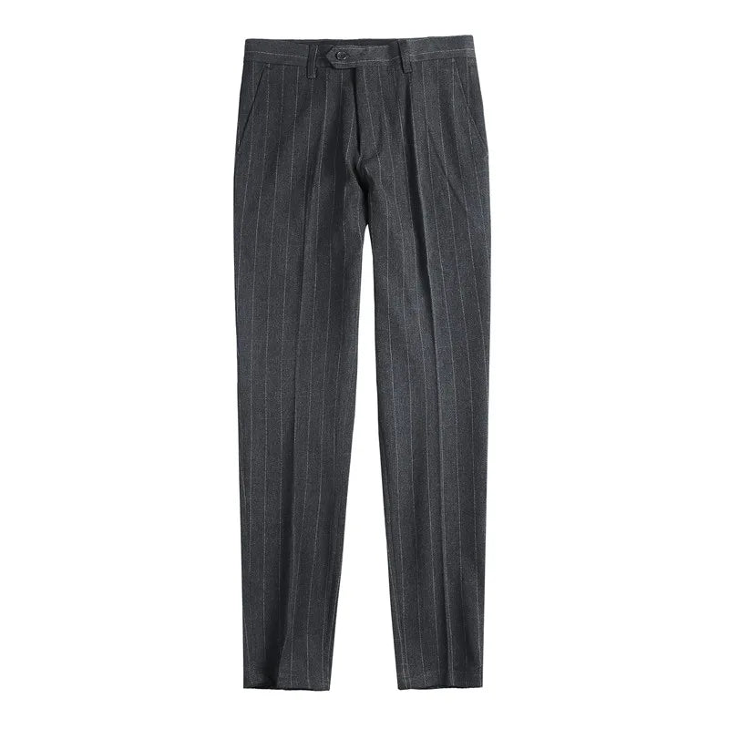 High Quality Fashion Striped Casual Men's Suit Pants 2026 New Business Office Social Wedding Slim Fit Trousers Oversized Size